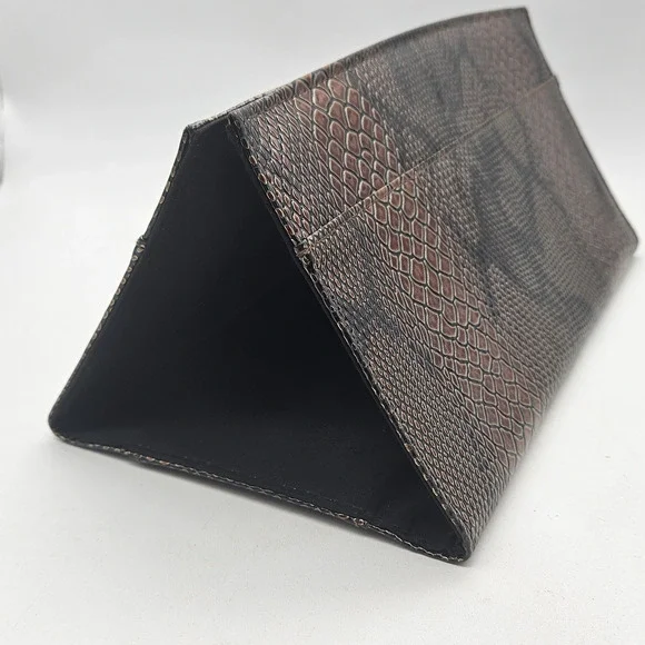 Miche Purse Shell Clutch Snake Print Faux Leather Bronze Brown Magnetic Closure - Picture 6 of 10